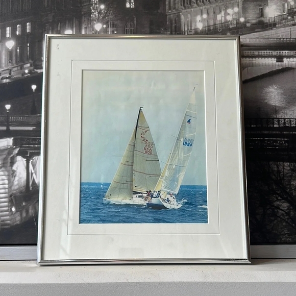Vintage Nautical Photography Art with Blue and Silver Frame - Picture 6 of 11